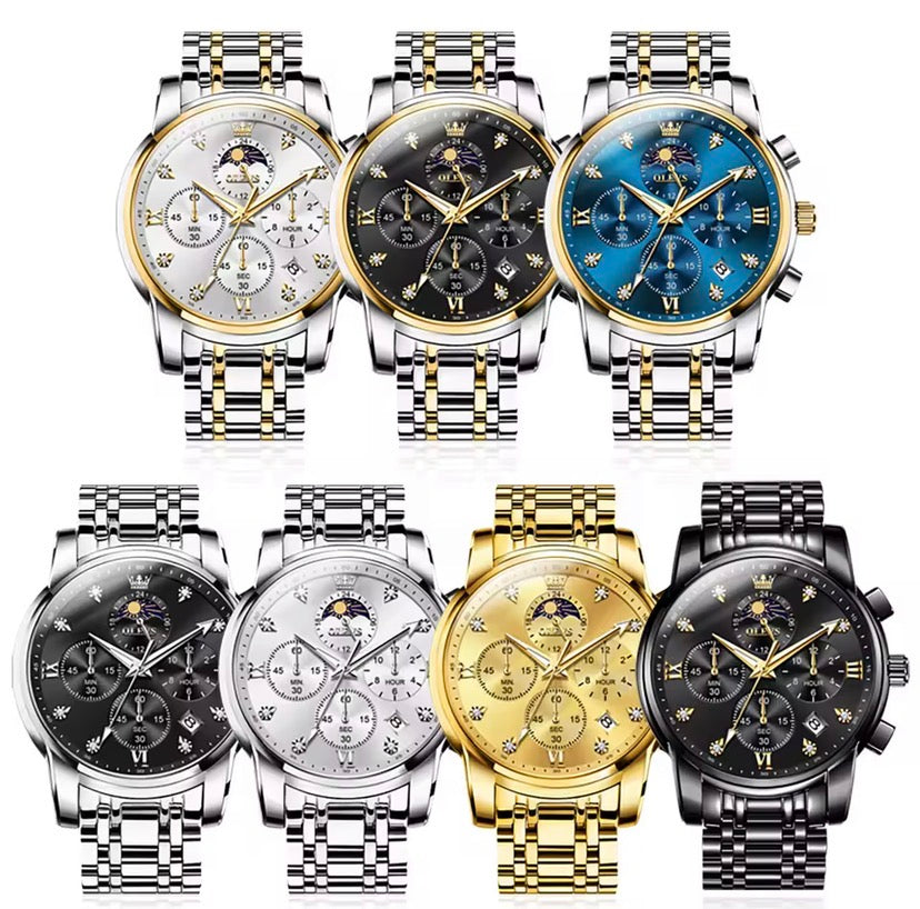 Montre en acier inoxydable classic avec cadran à trois yeux