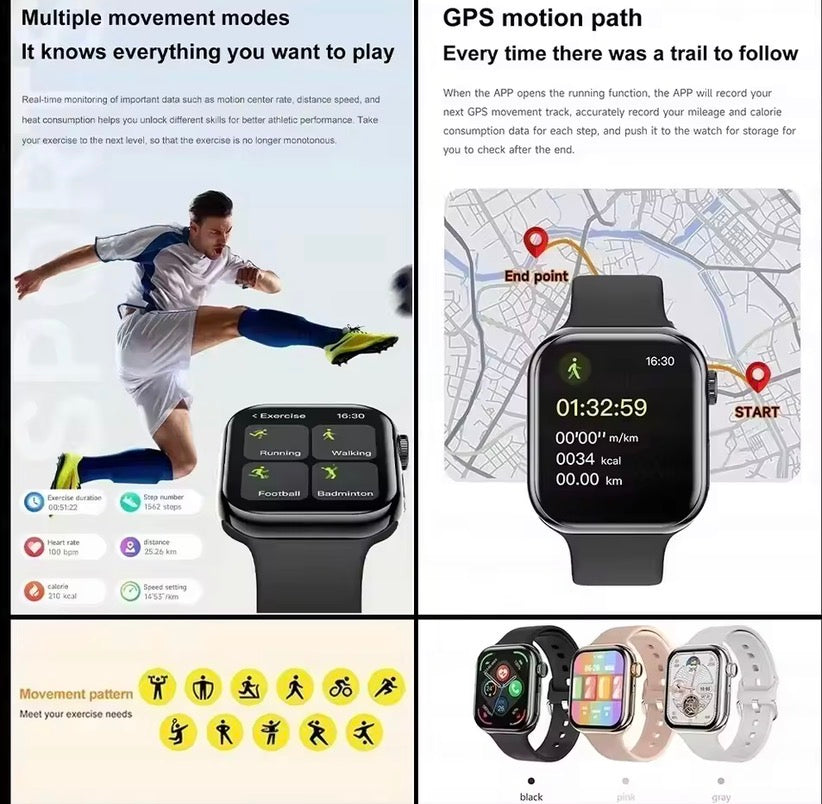 Montre Connectée MyloFit – Suivi Cardio & Sport, Écran HD