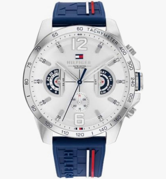 Tommy Hilfiger Montre Analogique Multifonction Quartz pour Hommes avec Bracelet en Silicone