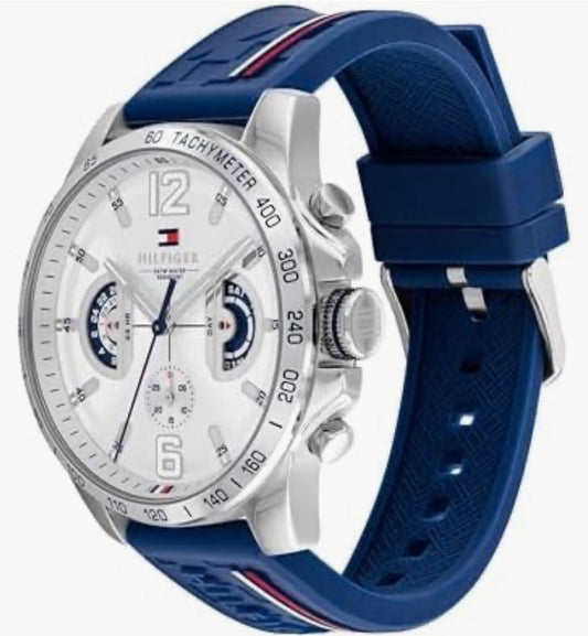 Tommy Hilfiger Montre Analogique Multifonction Quartz pour Hommes avec Bracelet en Silicone