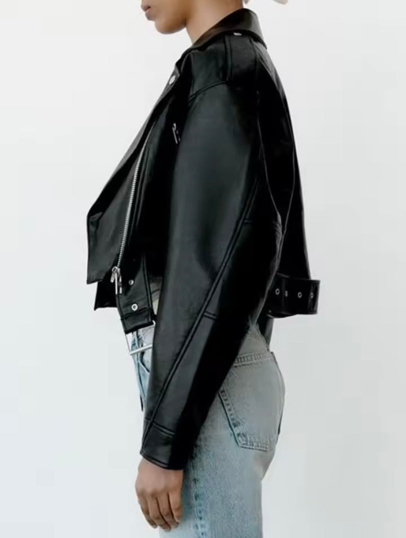 Veste en cuir pour femme
