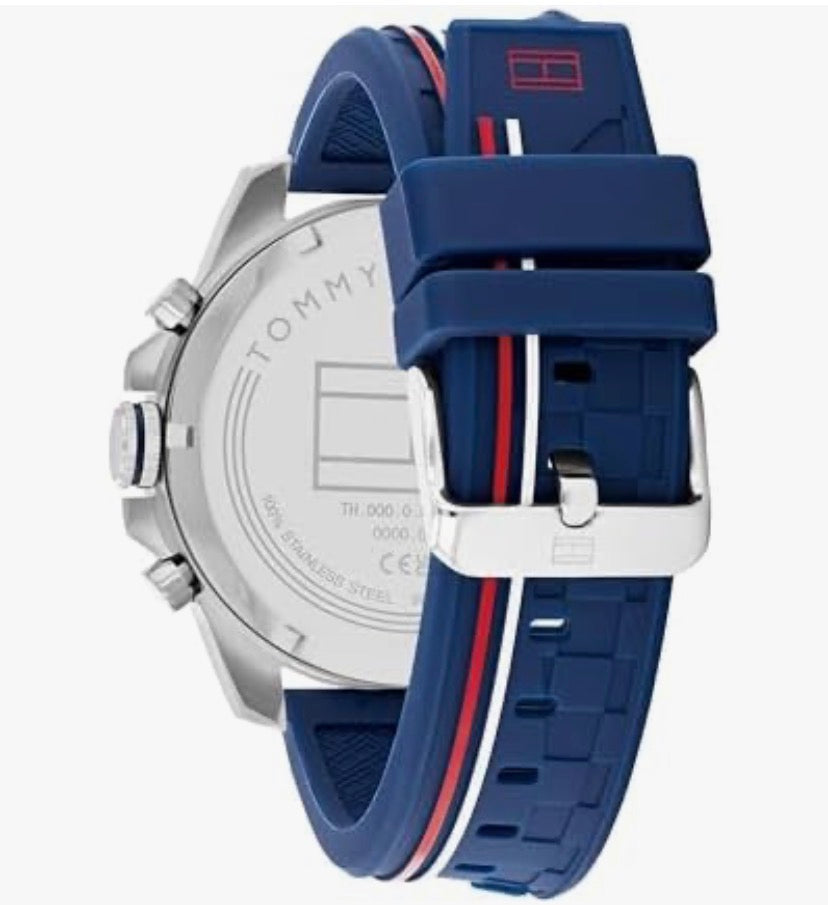 Tommy Hilfiger Montre Analogique Multifonction Quartz pour Hommes avec Bracelet en Silicone