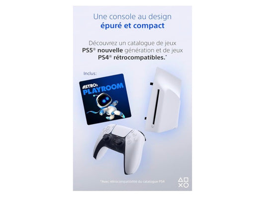 Playstation Sony, 5 Édition Standard, PS5 avec 1 Manette Sans Fil DualSense, Couleur : Blanche