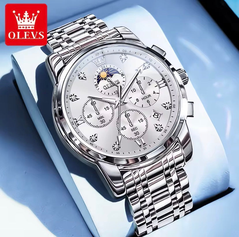 Montre en acier inoxydable classic avec cadran à trois yeux